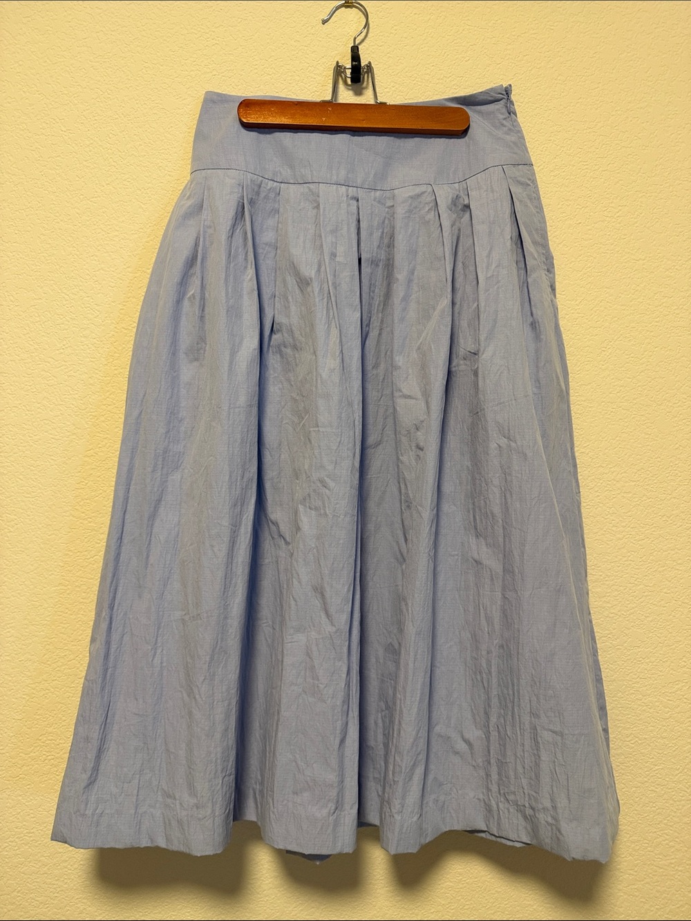 Women's Midi Pleated Skirt in Light Blue & layered by Anthropologie